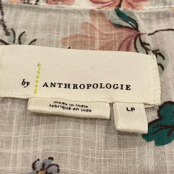 Anthropologie Ginevra Lace Babydoll Blouse Petite Large Lacey Top Floral Peplum - Picture 6 of 10